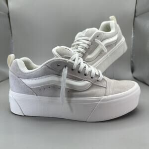 Vans Knu Skool Stack Sneaker Shoes Women's 9.5 White Beige Platform Skate